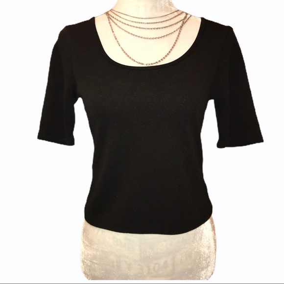 About a Girl Textured Black Crop Top - Sz Lg - Picture 9 of 11
